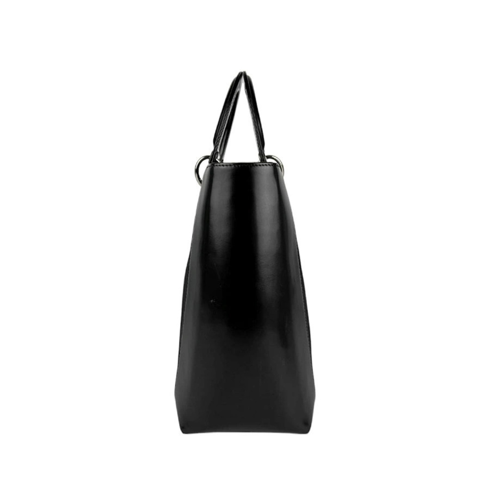 Dior leather Shoulder canvas Lady silver Bag Christian black 2way Silver Black